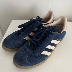 navy blue adidas gazelle sneakers
